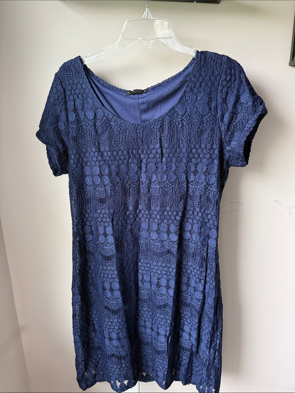 Tiana B. Navy Lace Short Sleeve dress